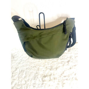 Crescent Half Moon Green Nylon Hobo Messenger Crossbody Bag for Men and Women